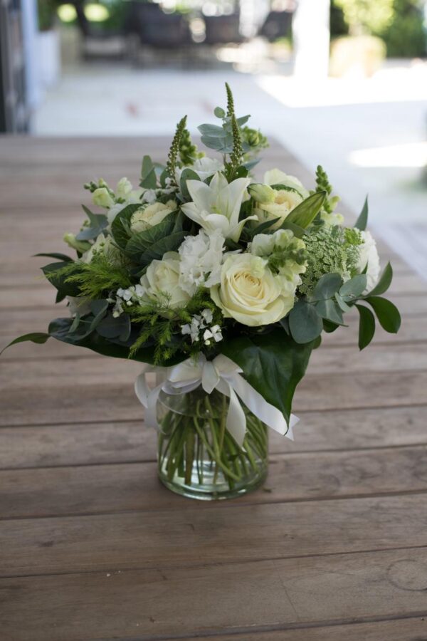 Green & White Glass Vase